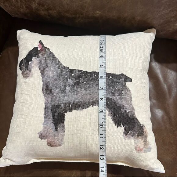 NEW Olive & Cocoa Watercolor Schnauzer Square Accent Decor Pillow - Picture 6 of 7